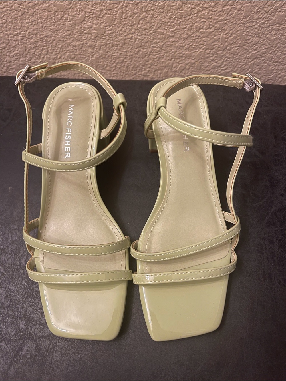 Marc Fisher Pale Green Strappy Block Heel Sandals